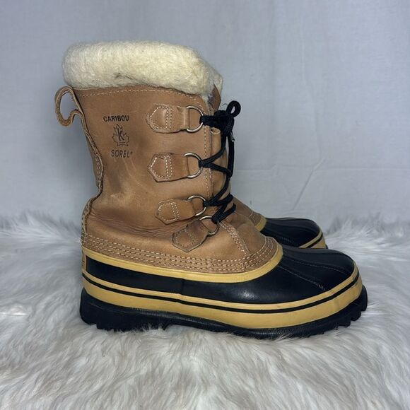 Sorel Caribou Women's Fleece Trim Waterproof Nubuck Lace Up Snow Boots Sz 7 - Picture 5 of 7